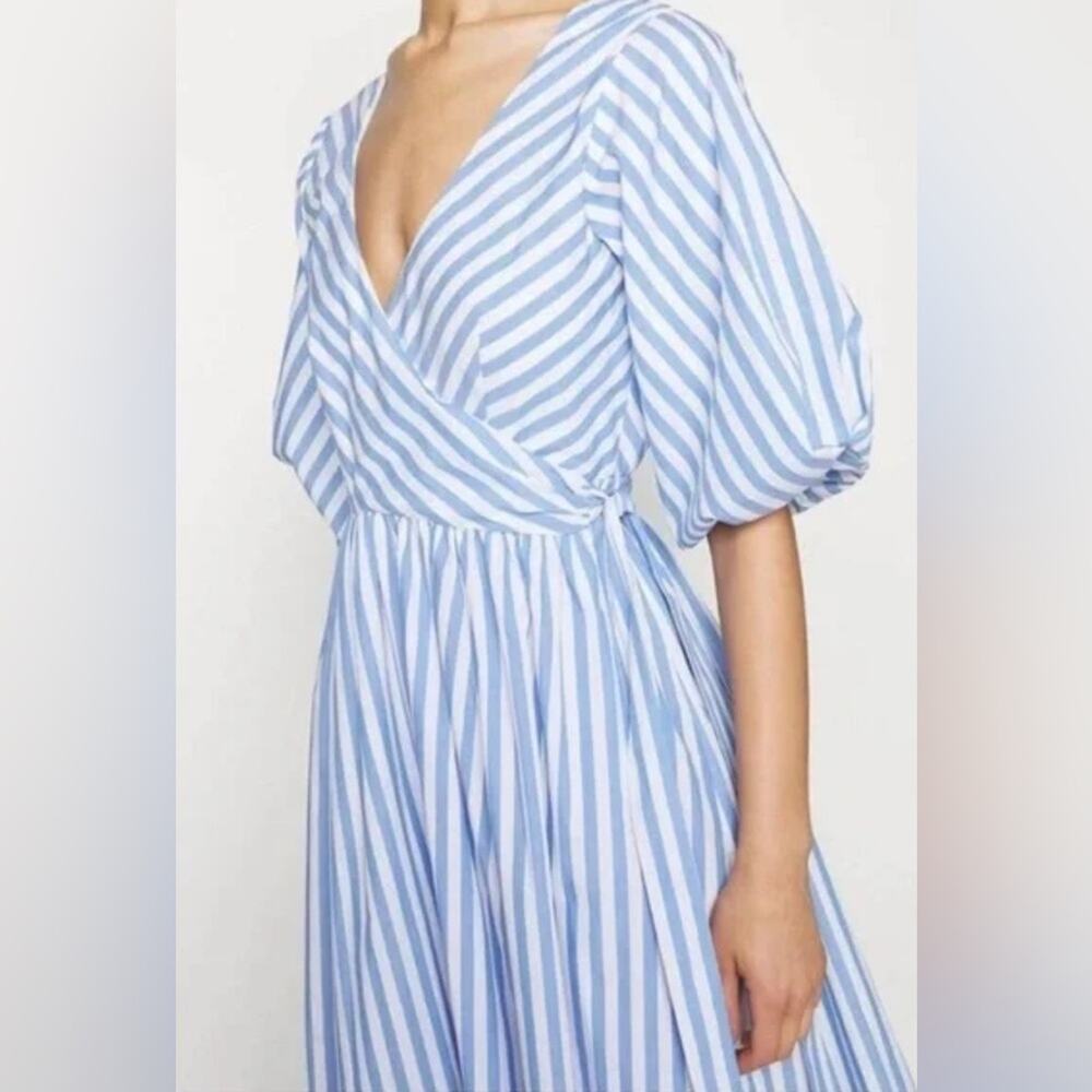 Staud Jodie Stripe Wrap Midi Dress Size:M - Picture 3 of 12